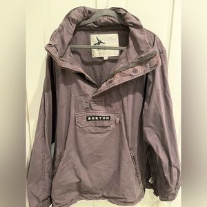 Burton pullover jacket w/zip compartment hood and front pouch pocket.